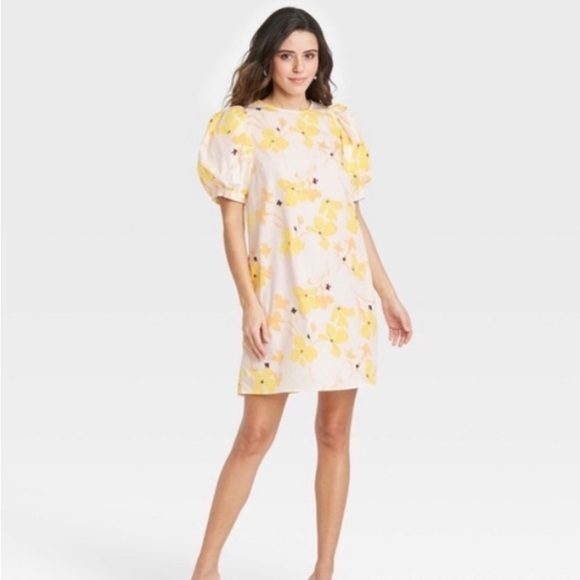 a new day Dresses & Skirts - A New Day Women's Floral Print Short Puff Sleeve Dress